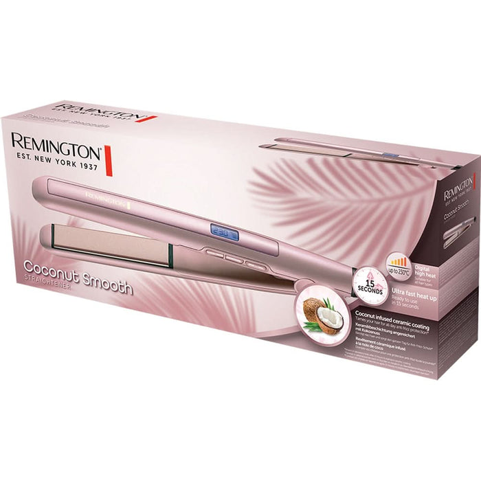 Placa de indreptat parul REMINGTON Coconut Smooth S5901, 230 grade, invelis ceramic, roz WALTI