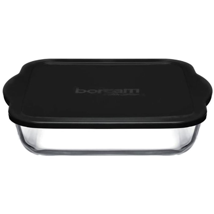 Vas rectangular termorezistent cu capac PASABAHCE Borcam, 1.08l, sticla, negru WALTI