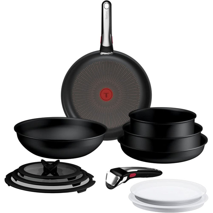 Set vase TEFAL Ingenio Excellence+ P0009853, 12 piese, 20-28cm, aluminiu, negru WALTI