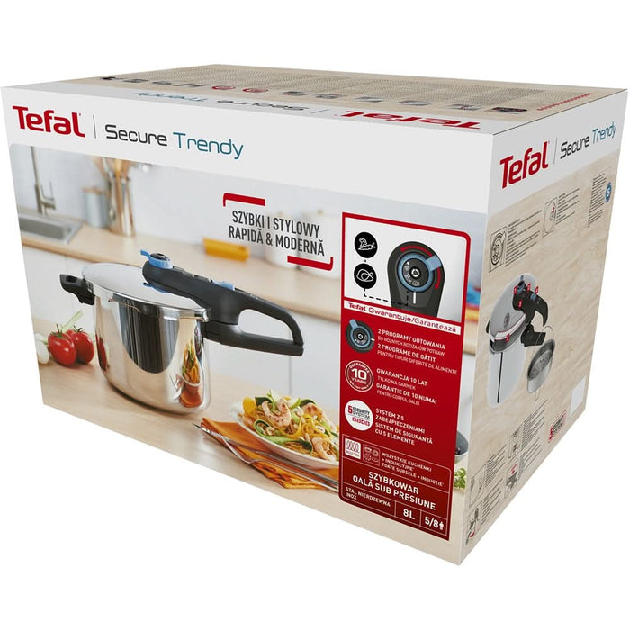 Oala sub presiune TEFAL Secure Trendy, 8l, inox, argintiu WALTI