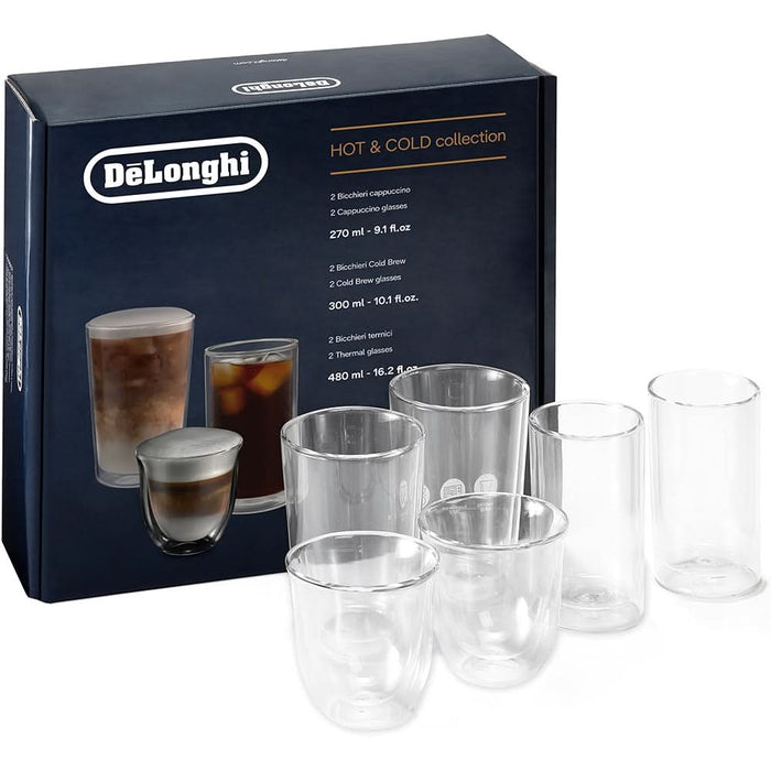 Set pahare cafea DELONGHI Mix Hot&Cold DLSC326, 6 piese, 270-480 ml, sticla - WALTI WALTI