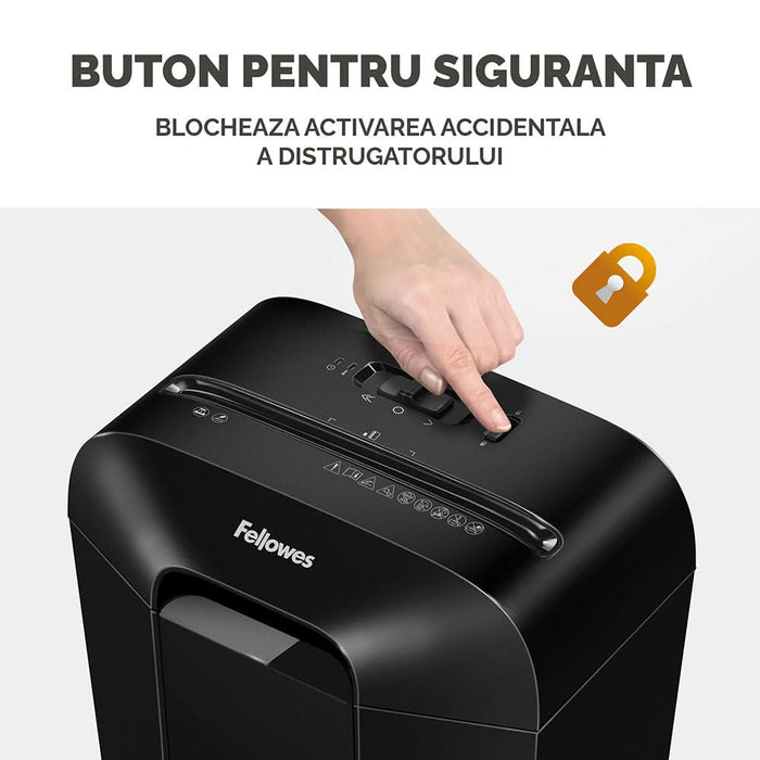 Distrugator documente manual FELLOWES Powershred LX25, 6 coli, 11.5l, Cross-Cut, negru WALTI