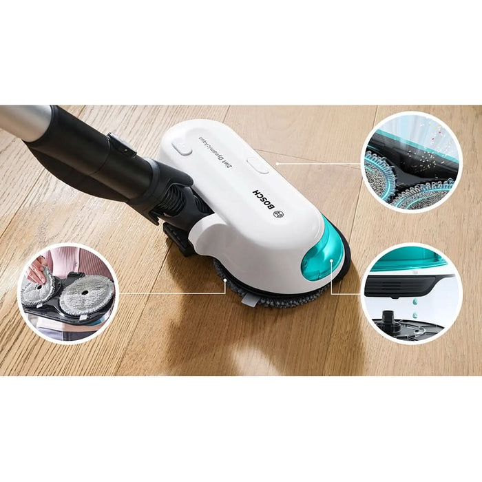 Aspirator vertical 2in1 BOSCH Unlimited 7 ProHygienic Aqua BCS712HYG5, 0.3l, 18V, autonomie max 80 min, alb-negru WALTI