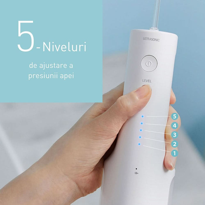 Irigator bucal PANASONIC Ultrasonic EW-DJ66-W303, 5 viteze, 2 capete, 200 ml, alb WALTI