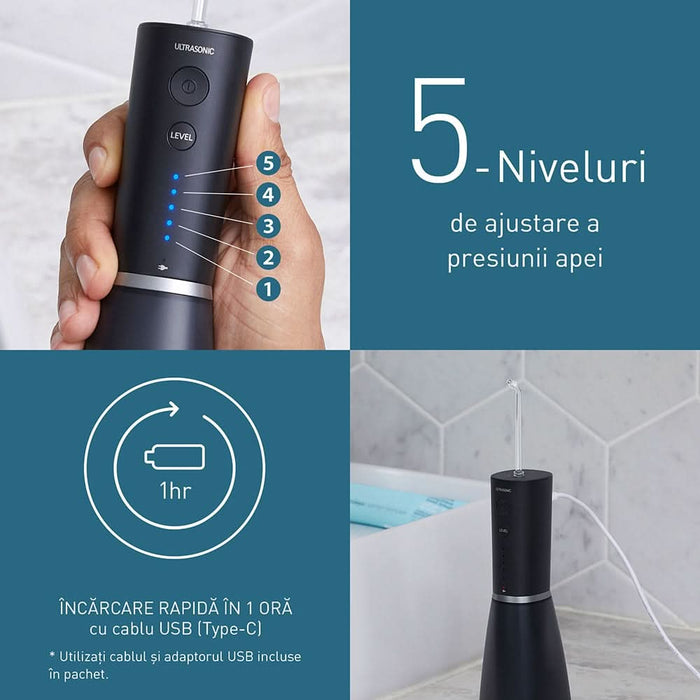Irigator bucal PANASONIC EW-DJ86-K503, 5 viteze, 2 capete, 200ml, negru WALTI