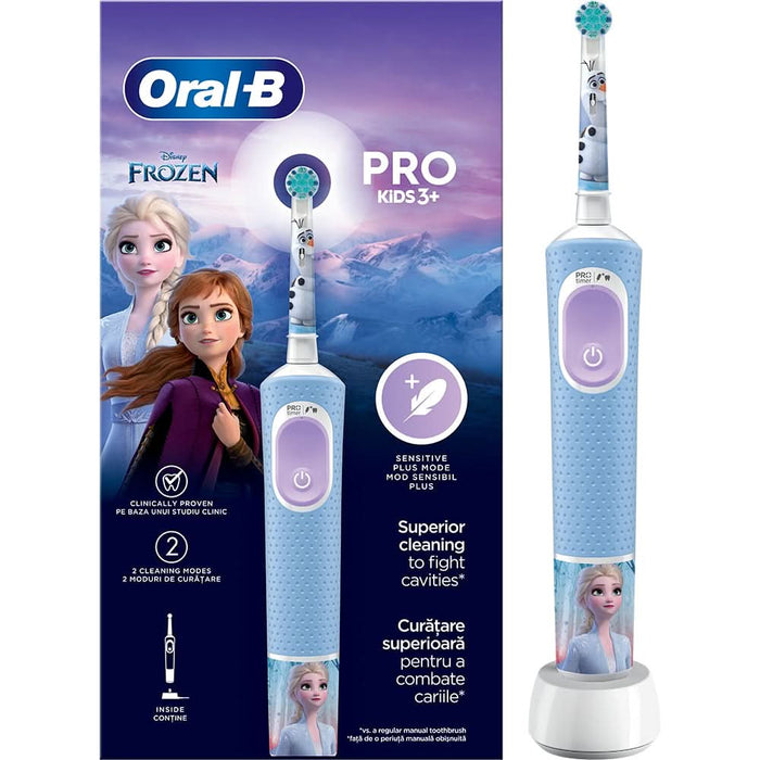 Periuta de dinti electrica copii ORAL-B Pro Kids Frozen, 7600 miscari/min, Curatare 2D, 2 programe, 1 capat, albastru WALTI