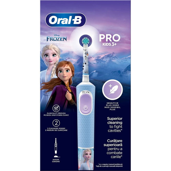 Periuta de dinti electrica copii ORAL-B Pro Kids Frozen, 7600 miscari/min, Curatare 2D, 2 programe, 1 capat, albastru WALTI