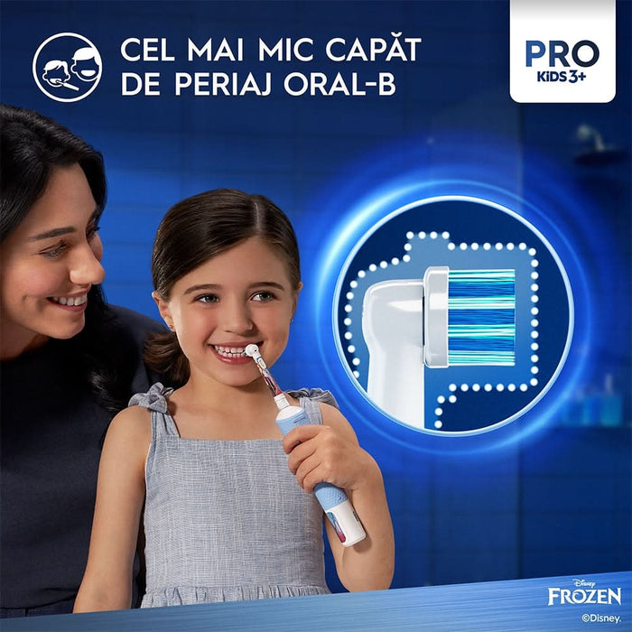 Periuta de dinti electrica copii ORAL-B Pro Kids Frozen, 7600 miscari/min, Curatare 2D, 2 programe, 1 capat, albastru WALTI