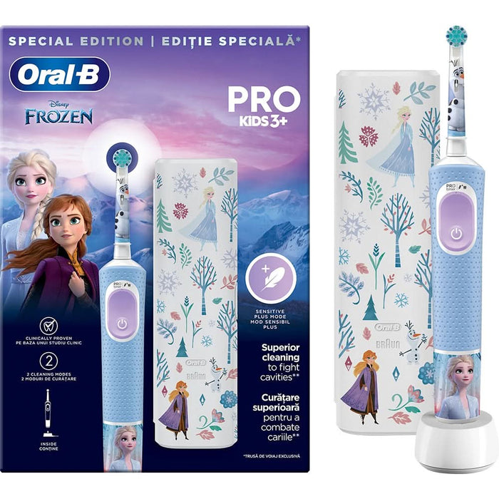 Periuta de dinti electrica copii ORAL-B Pro Kids Frozen, 7600 miscari/min, Curatare 2D, 2 programe, 1 capat, albastru - WALTI WALTI
