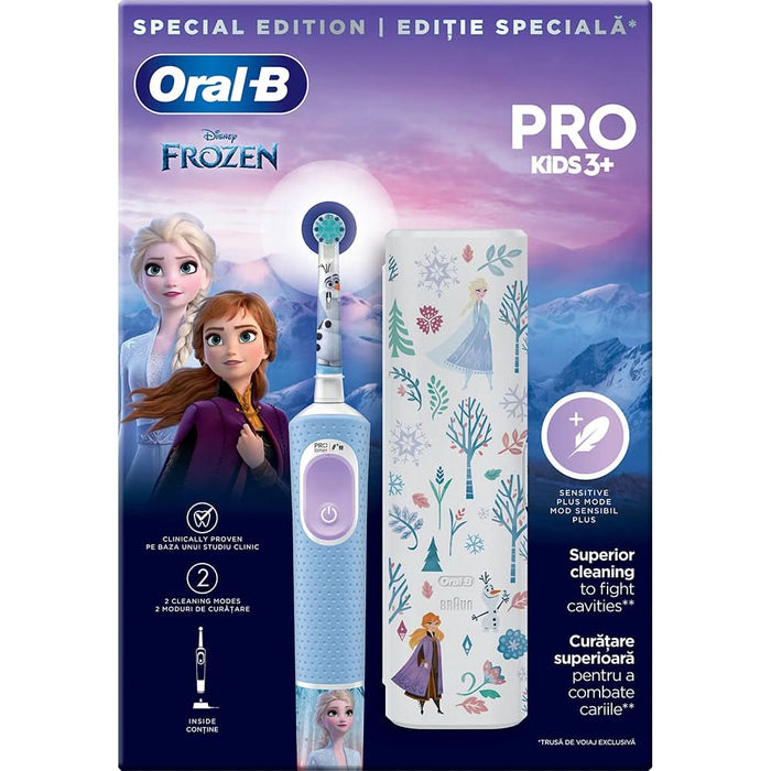 Periuta de dinti electrica copii ORAL-B Pro Kids Frozen, 7600 miscari/min, Curatare 2D, 2 programe, 1 capat, albastru - WALTI WALTI