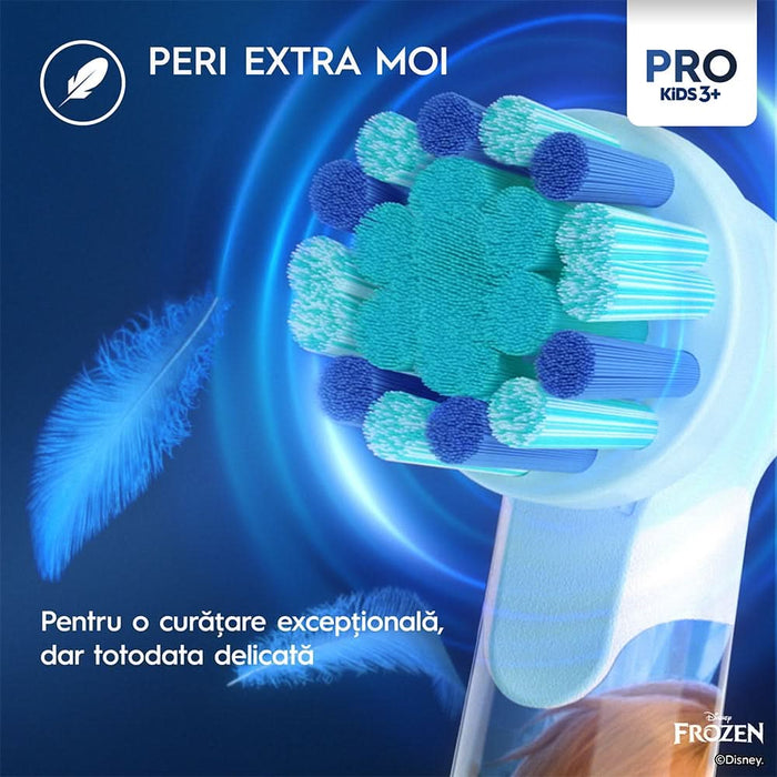 Periuta de dinti electrica copii ORAL-B Pro Kids Frozen, 7600 miscari/min, Curatare 2D, 2 programe, 1 capat, albastru - WALTI WALTI