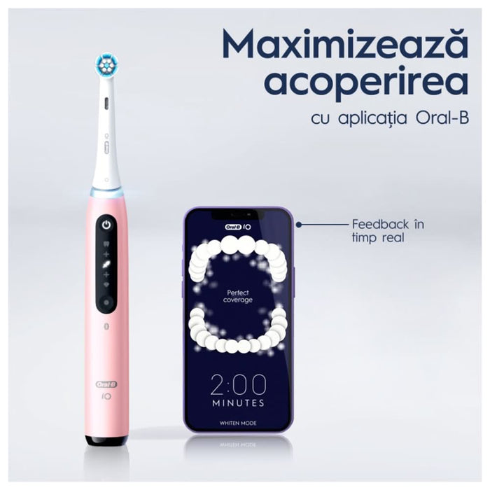 Periuta de dinti electrica ORAL-B iO5, Bluetooth, 40000 miscari/min, Curatare 3D, 5 programe, 1 capat, roz WALTI