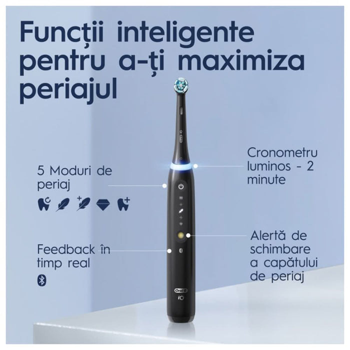 Periuta de dinti electrica ORAL-B iO5, Bluetooth, 40000 miscari/min, Curatare 3D, 5 programe, 1 capat, negru WALTI
