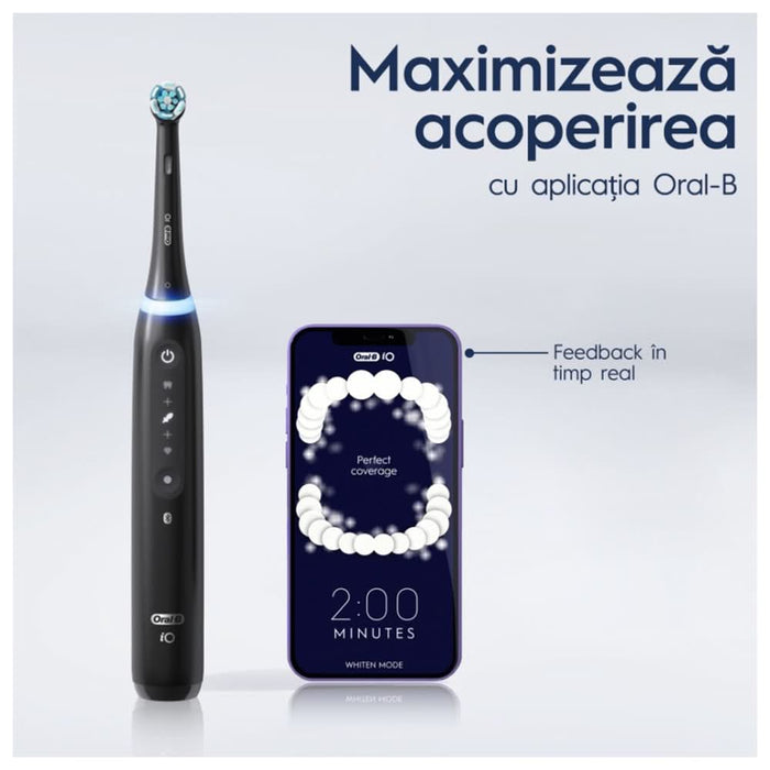Periuta de dinti electrica ORAL-B iO5, Bluetooth, 40000 miscari/min, Curatare 3D, 5 programe, 1 capat, negru WALTI