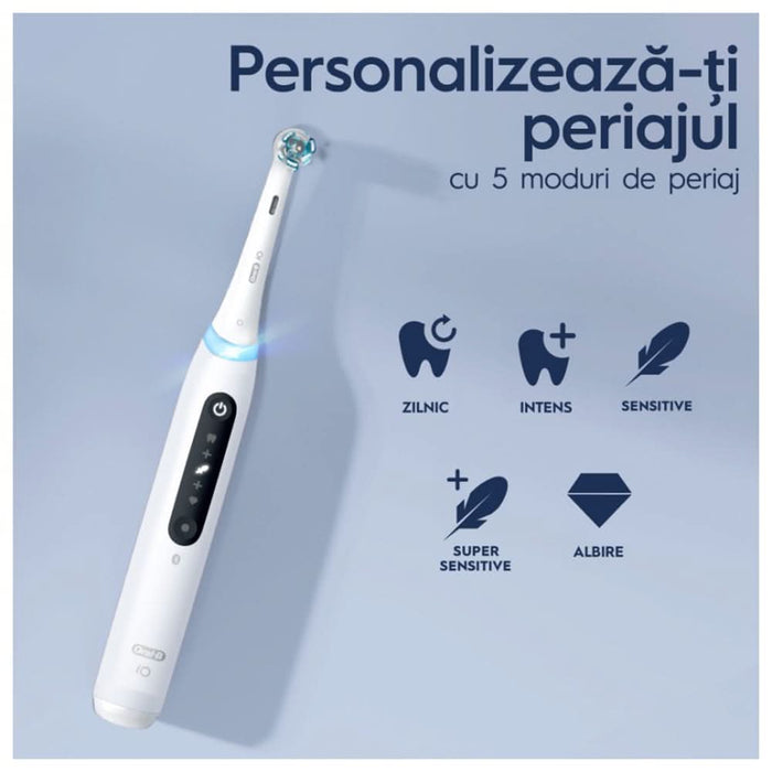 Periuta de dinti electrica ORAL-B iO5, Bluetooth, 40000 miscari/min, Curatare 3D, 5 programe, 1 capat, alb WALTI