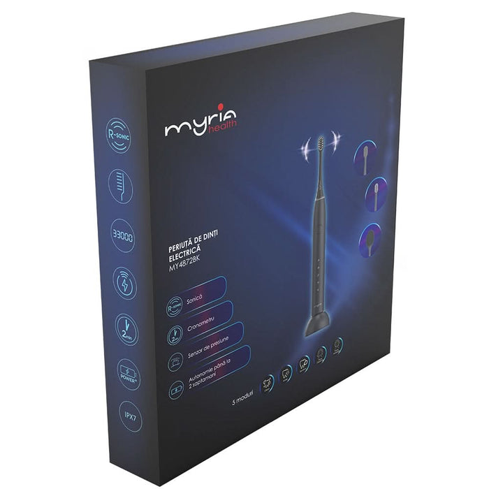 Periuta de dinti electrica MYRIA MY4872BK, 5 programe, 4 capete, negru WALTI