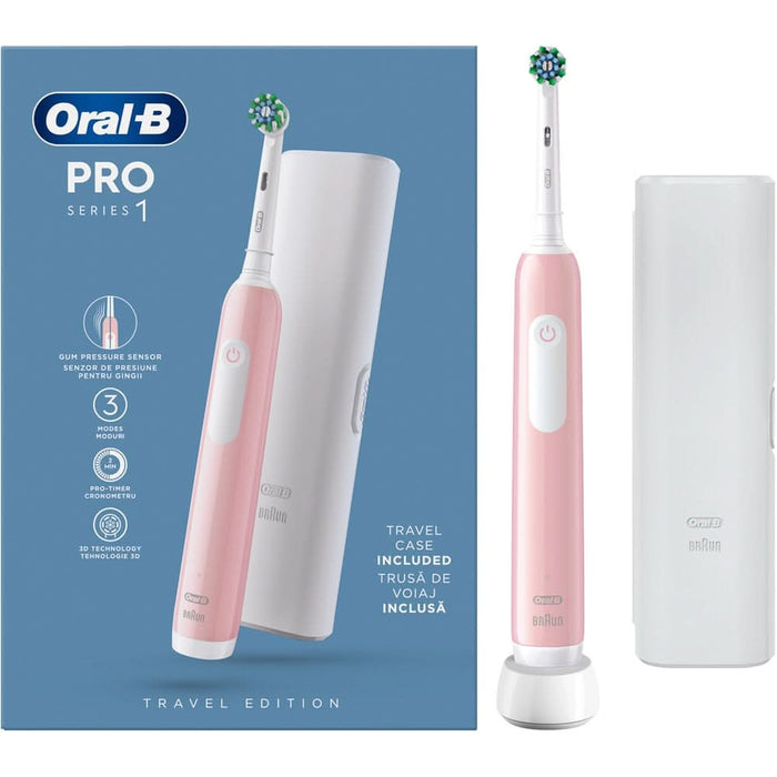 Periuta de dinti electrica ORAL-B Pro 1, 20000 pulsatii/min, Curatare 3D, Timer, 3 programe, 1 capat, roz WALTI