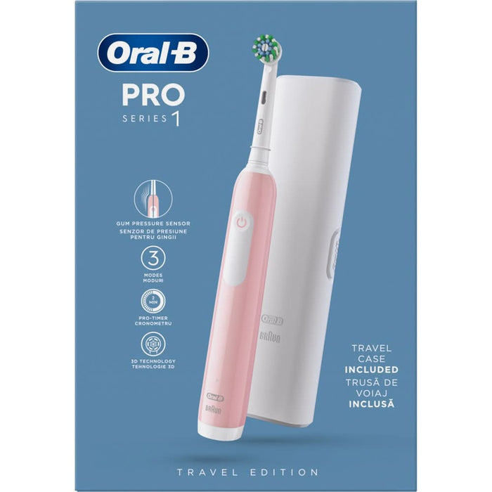 Periuta de dinti electrica ORAL-B Pro 1, 20000 pulsatii/min, Curatare 3D, Timer, 3 programe, 1 capat, roz WALTI