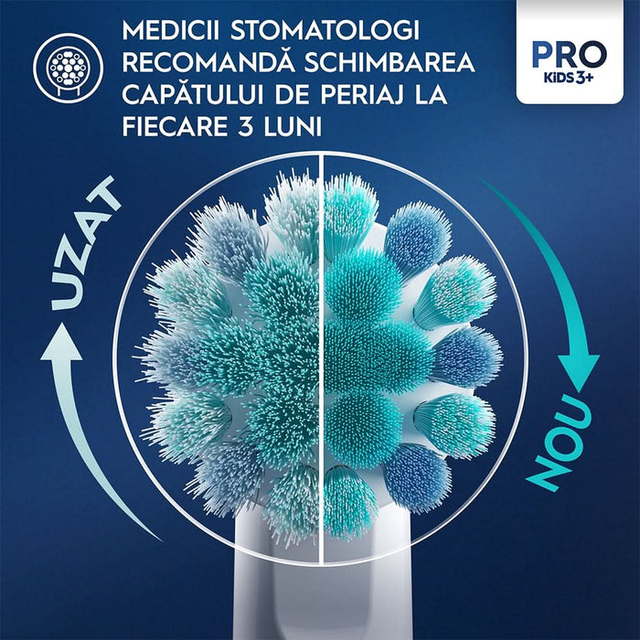 Periuta de dinti electrica copii ORAL-B Pro Kids Spiderman, 7600 miscari/min, Curatare 2D, 2 programe, 1 capat, albastru WALTI