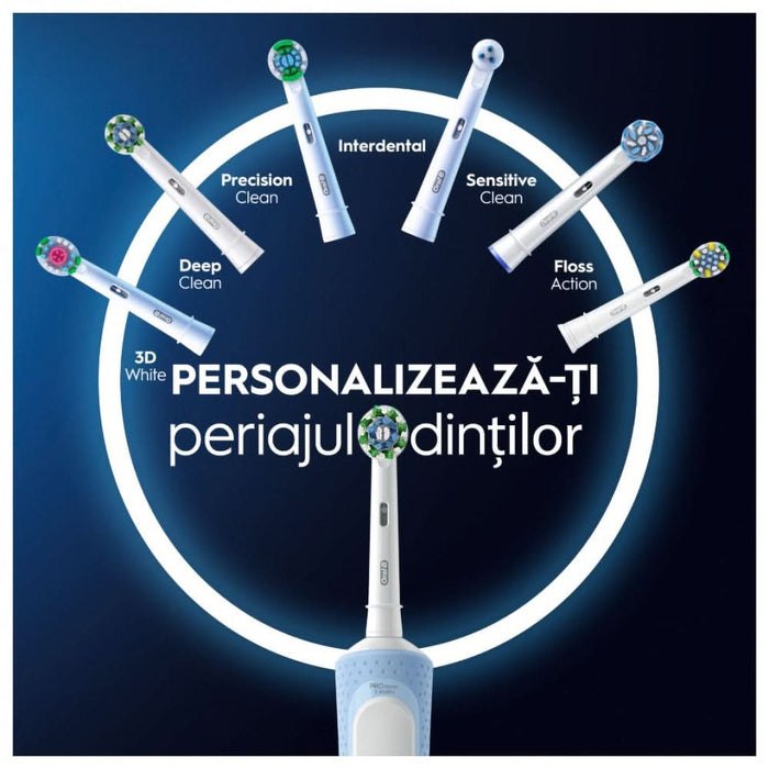 Periuta de dinti electrica ORAL-B Vitality PRO, 7600 miscari/min, Curatare 2D, 3 programe, 1 capat, albastru - WALTI WALTI