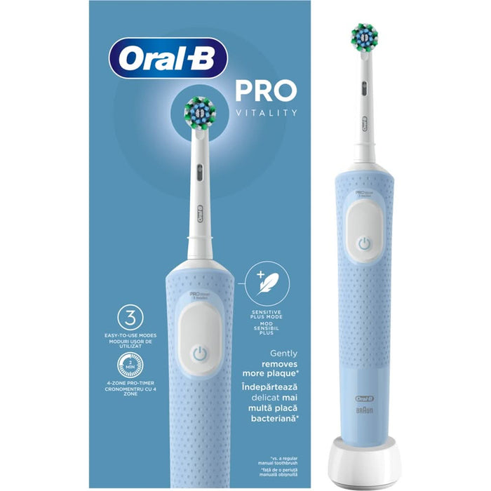 Periuta de dinti electrica ORAL-B Vitality PRO, 7600 miscari/min, Curatare 2D, 3 programe, 1 capat, albastru - WALTI WALTI