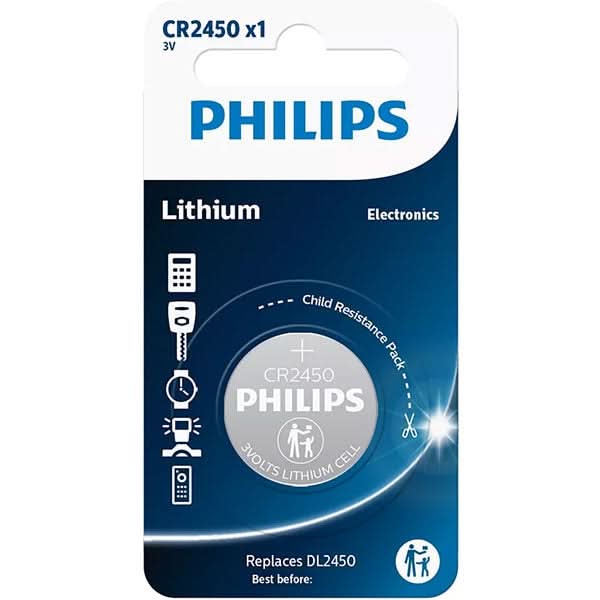 Baterie litiu CR2450/10B PHILIPS, 3V WALTI