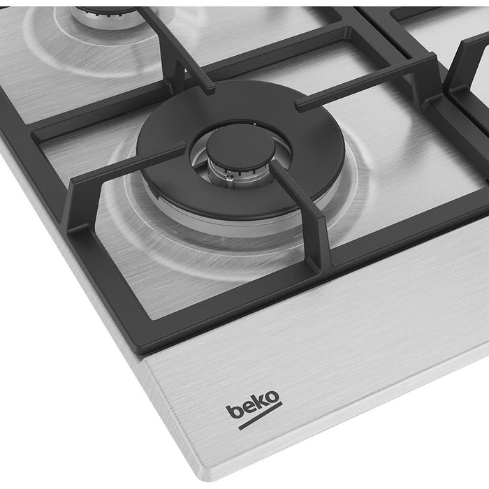 Plita incorporabila BEKO HIAW64325SX, Gaz, 4 arzatoare, Wok, inox WALTI