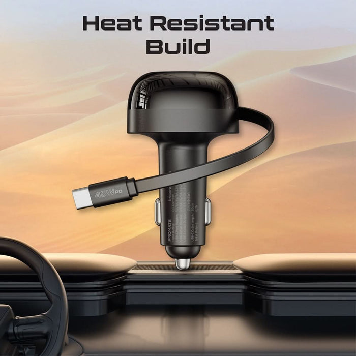 Incarcator auto PROMATE PowerDrive-RC65, 2x USB-C, 1x USB-A, Power delivery (PD) 45W, negru WALTI