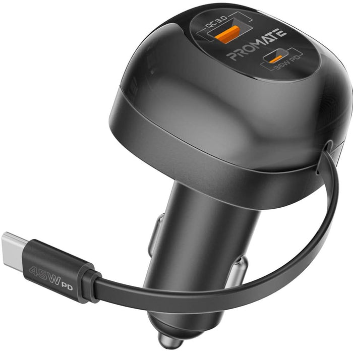 Incarcator auto PROMATE PowerDrive-RC65, 2x USB-C, 1x USB-A, Power delivery (PD) 45W, negru WALTI