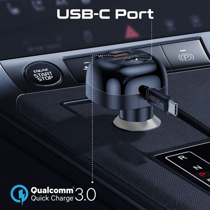 Incarcator auto PROMATE PowerDrive-RC65, 2x USB-C, 1x USB-A, Power delivery (PD) 45W, negru WALTI