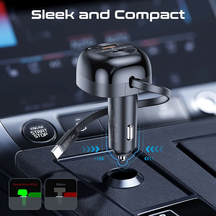 Incarcator auto PROMATE PowerDrive-RC65, 2x USB-C, 1x USB-A, Power delivery (PD) 45W, negru WALTI