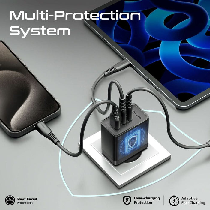 Incarcator retea PROMATE PowerPort-45, USB-C, GaN Fast Charging, Power Delivery (PD) 45W, negru WALTI
