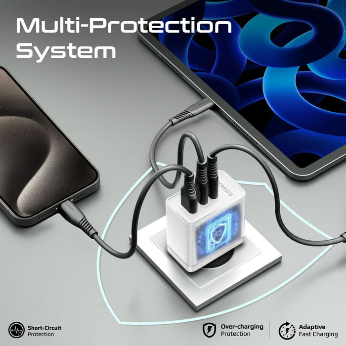 Incarcator retea PROMATE PowerPort-45, USB-C, GaN Fast Charging, Power Delivery (PD) 45W, alb WALTI