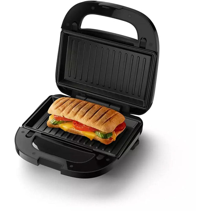Sandwich maker PHILIPS Seria 3000 HD2350/80, 750W, 3 placi detasabile, negru-argintiu WALTI