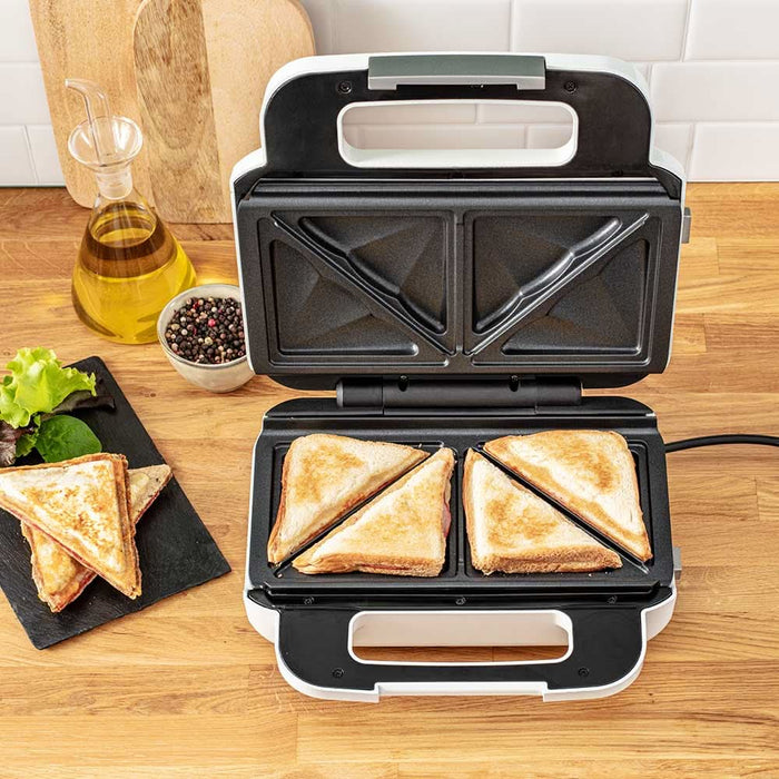 Sandwich maker TEFAL Snack XL SW701110, 850W, 2 placi detasabile, alb-gri inchis WALTI