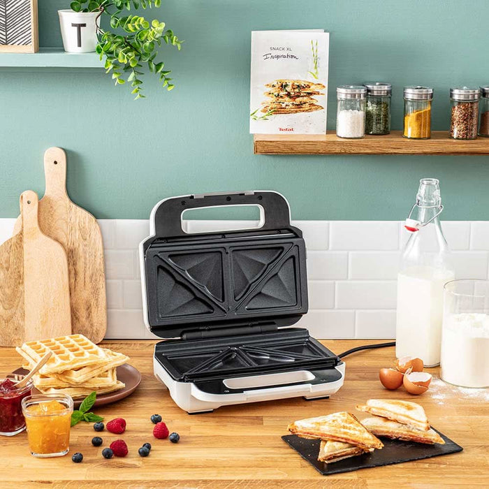 Sandwich maker TEFAL Snack XL SW701110, 850W, 2 placi detasabile, alb-gri inchis WALTI