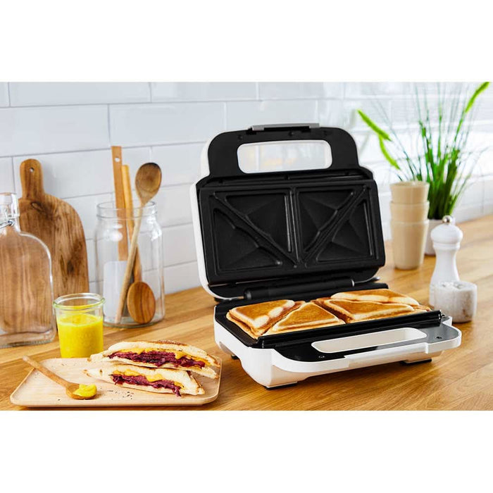 Sandwich maker TEFAL Snack XL SW701110, 850W, 2 placi detasabile, alb-gri inchis WALTI