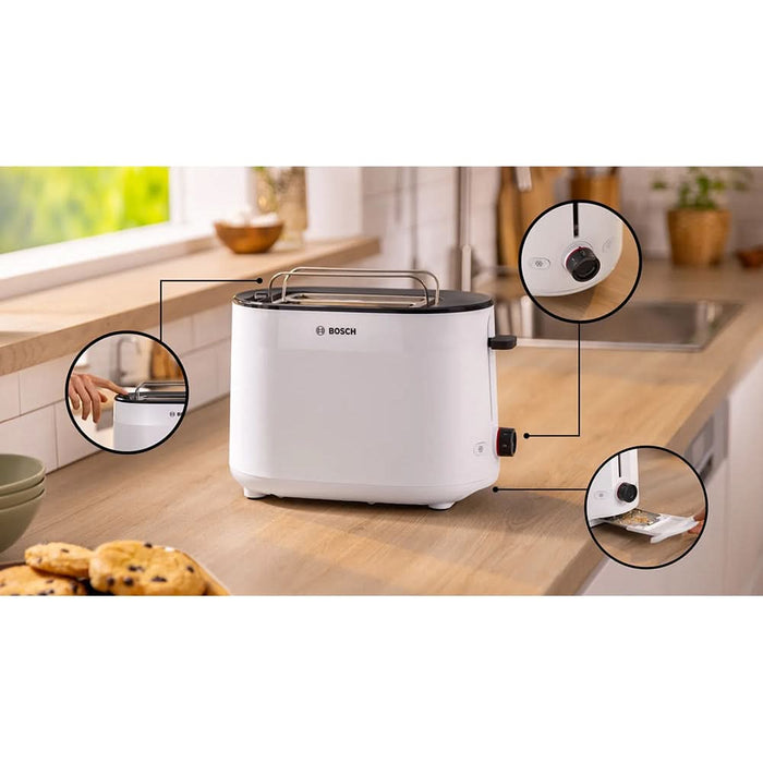 Prajitor de paine BOSCH MyMoment TAT2M121, 2 felii, 950W, alb-negru WALTI