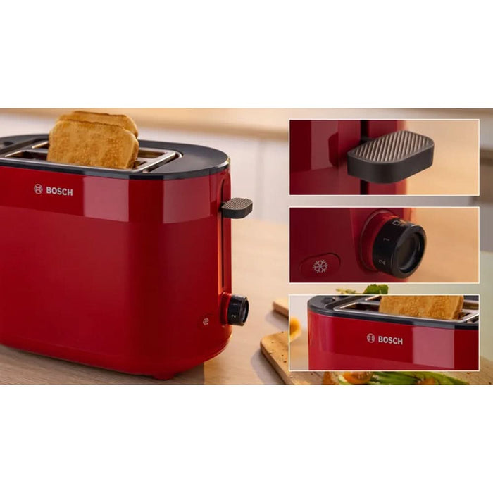 Prajitor de paine BOSCH MyMoment TAT2M124, 2 felii, 950W, rosu-gri inchis WALTI