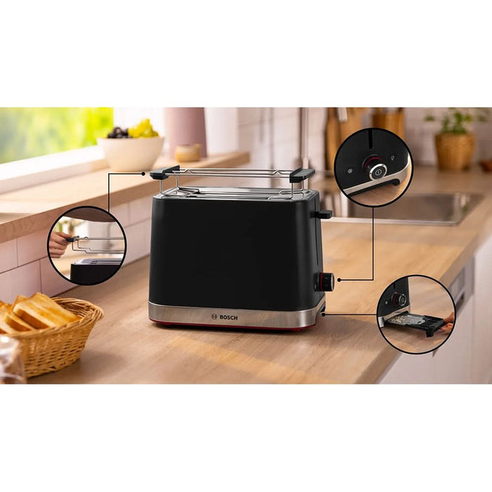 Prajitor de paine BOSCH MyMoment TAT4M223, 2 felii, 950W, negru-argintiu WALTI