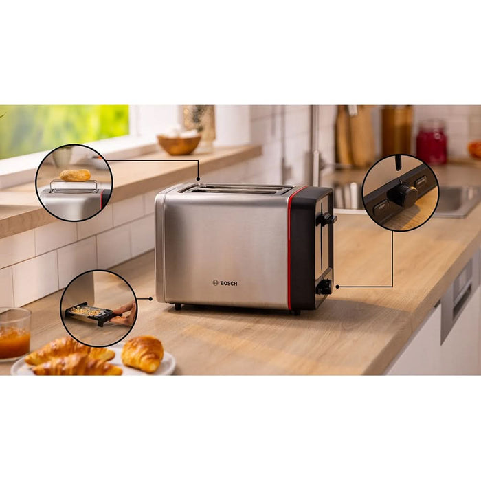 Prajitor de paine BOSCH MyMoment TAT6M420, 2 felii, 970W, argintiu-negru WALTI