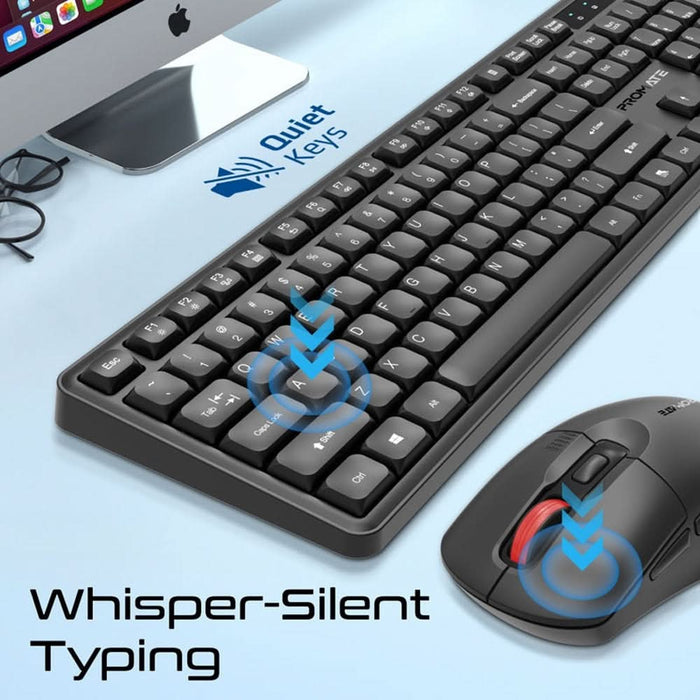 Kit tastatura si mouse Wireless PROMATE ProCombo-15, USB, negru WALTI