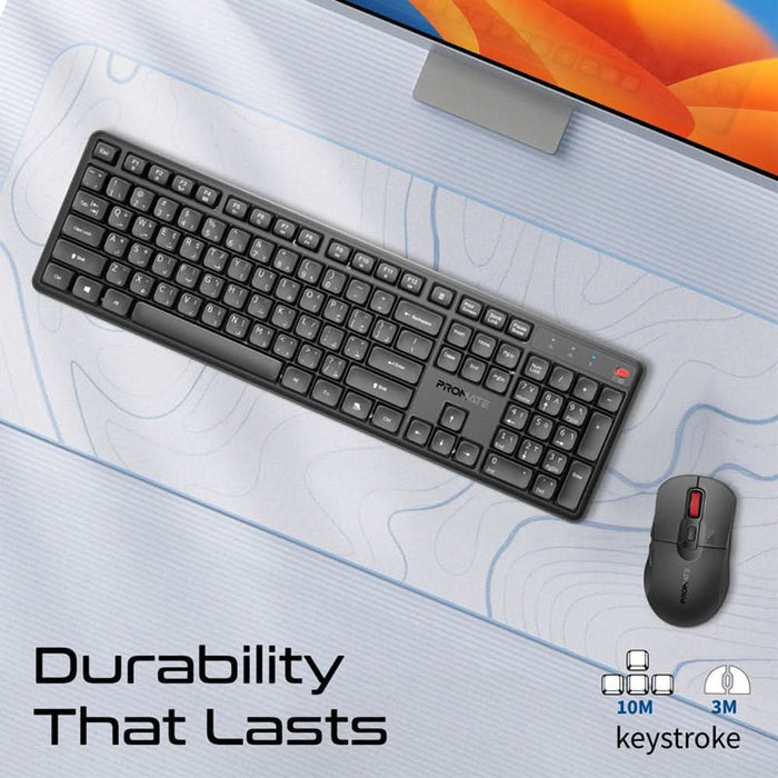Kit tastatura si mouse Wireless PROMATE ProCombo-15, USB, negru WALTI