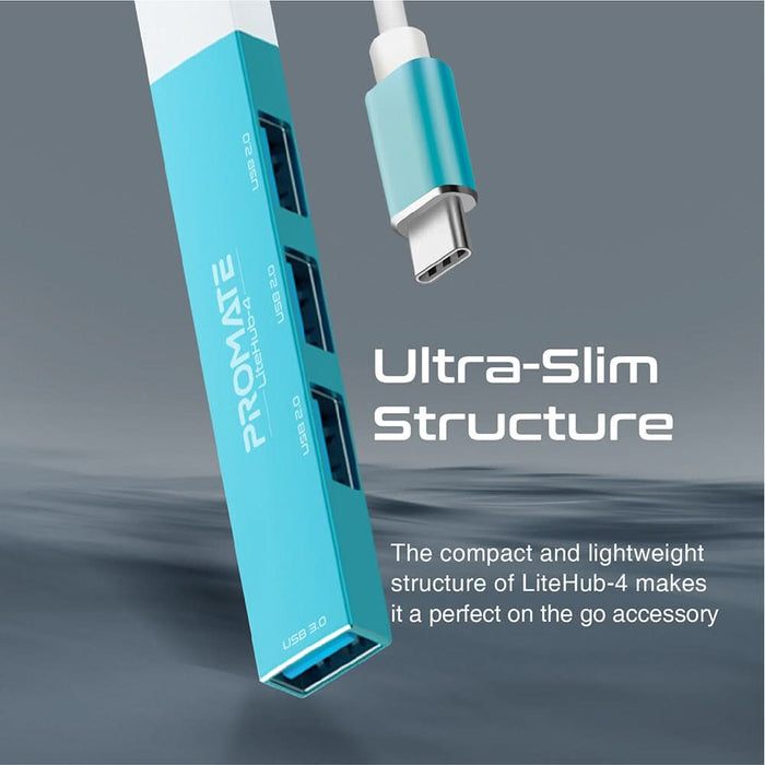 Hub USB PROMATE LiteHub-4, USB 3.0, albastru WALTI