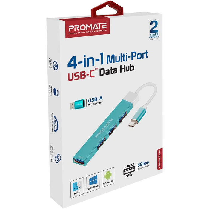 Hub USB PROMATE LiteHub-4, USB 3.0, albastru WALTI