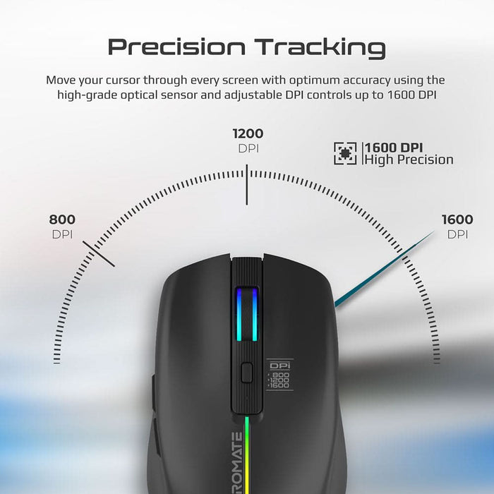 Mouse Wireless PROMATE Kitt, 1600 dpi, negru WALTI