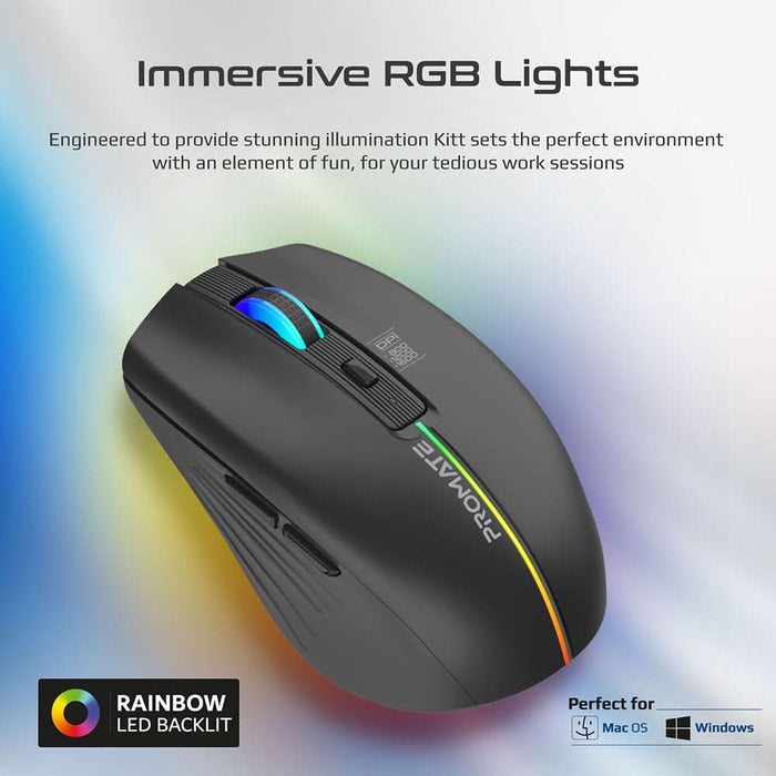 Mouse Wireless PROMATE Kitt, 1600 dpi, negru WALTI