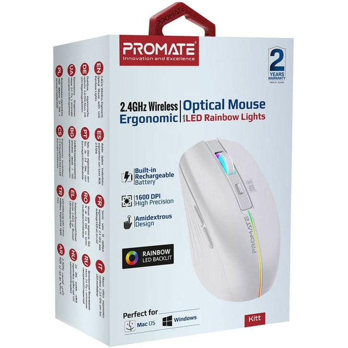 Mouse Wireless PROMATE Kitt, 1600 dpi, alb WALTI