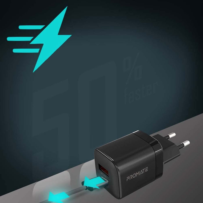 Incarcator retea PROMATE PowerPort-33, USB-C, GaN Fast Charging, Power Delivery (PD) 33W, negru WALTI