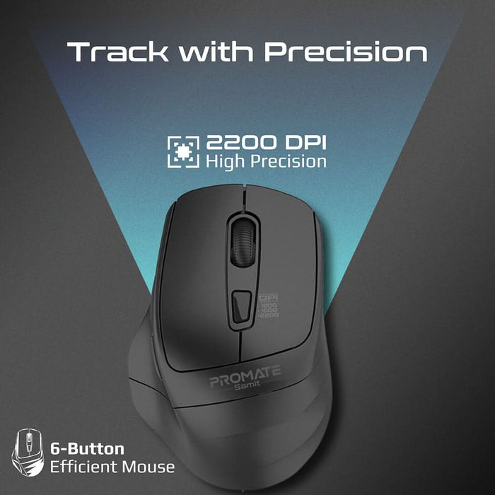 Mouse Wireless PROMATE Samit, 2200 dpi, negru WALTI